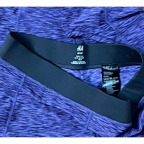 H&M Sport‎ Leggings Capri Athletic Pants Pocket Purple Black Medium Yoga Sports - Picture 3 of 3